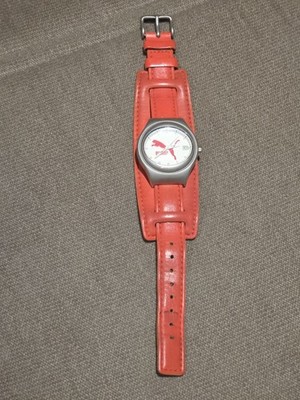 Vintage Puma Red Leather Watch with Silver Case Puma Men main image 3