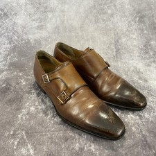 Manganni Men's Double Monk Strap "Miro" Cognac Brown Size 10.5 M Made in Spain