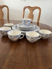 Set of Gien France Oiseau Blue Bird Flowers