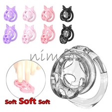 Sissy Mamba Male Chastity Cage Anti-Cheating Soft Silicone Lock with 6 Ring