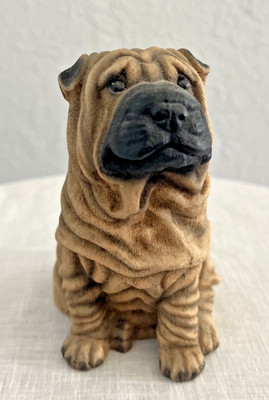 Castagna Shar Pei Dog Figurine 1988 Made in Italy Vintage Wrinkled Puppy Figure