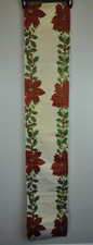 Poinsettia Table Runner Christmas Gold Thread Accents 70 X 13 Inches