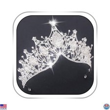 Ibliss Baroque Crystal Wedding Crown Tiara, Beaded Bridal Hair Accessory, Gold
