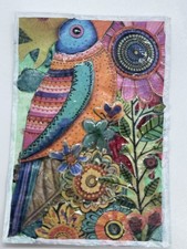 ACEO original art Handmade Collage | Rainbow bird card #111 | by Tehillah 