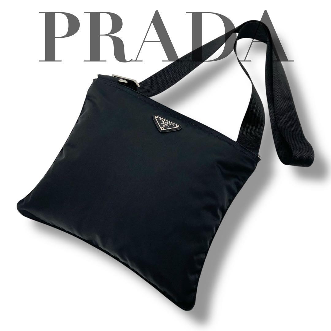 Prada Black Nylon Triangle Logo Shoulder Bag Crossbody 846 Excellent Condition