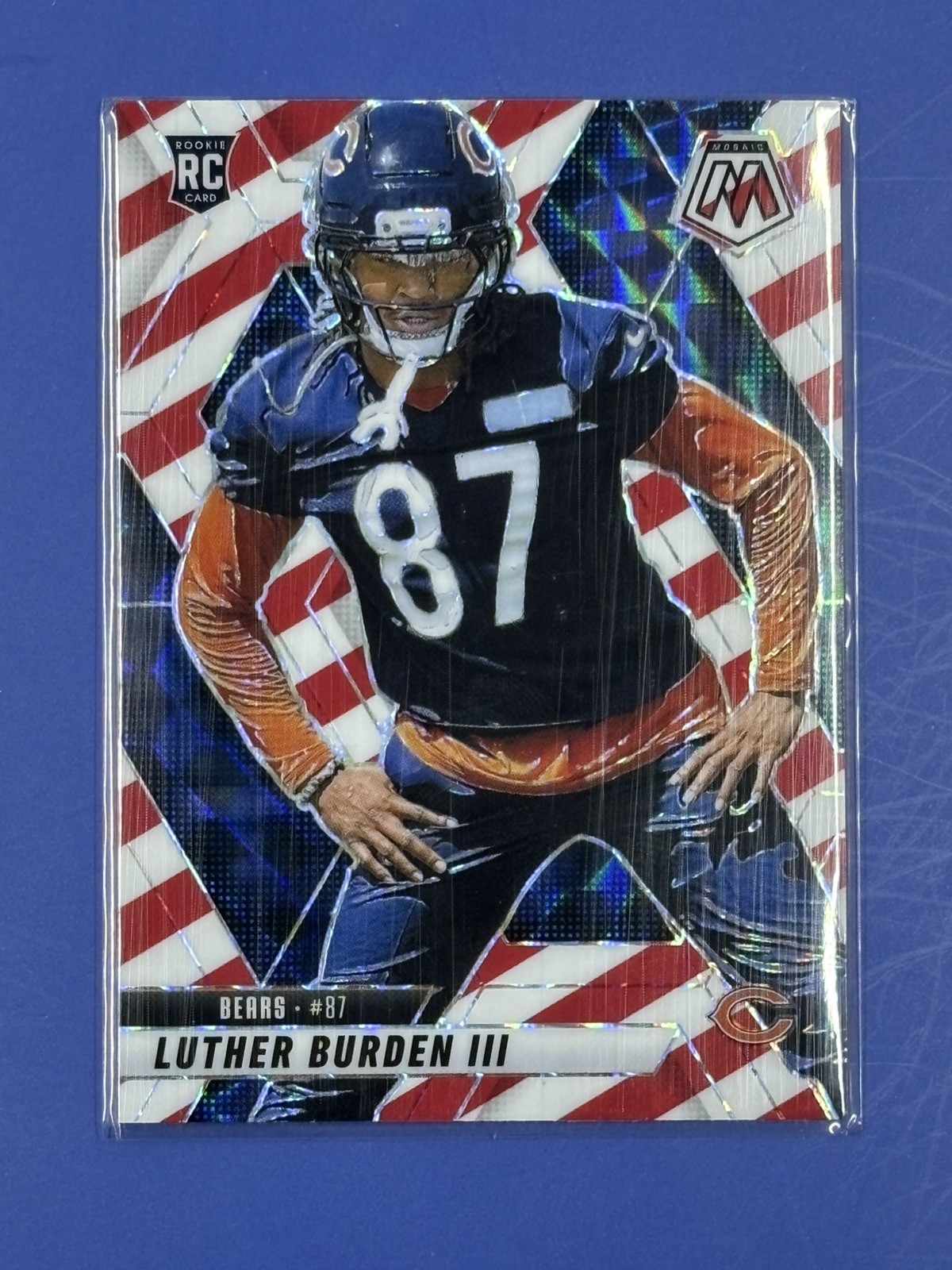 2025 Mosaic Luther Burden III Red & White Stripe Candy Cane Rookie #383 Bears RC