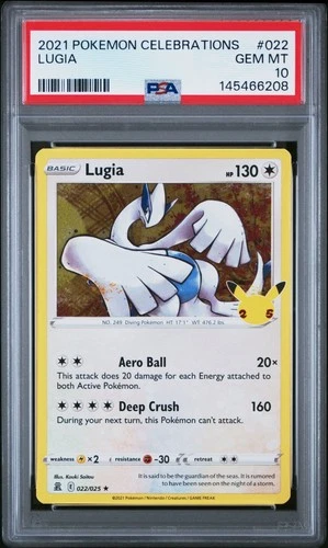 Lugia 022/025 Holographic GEM MINT PSA 10. Pokemon Celebrations