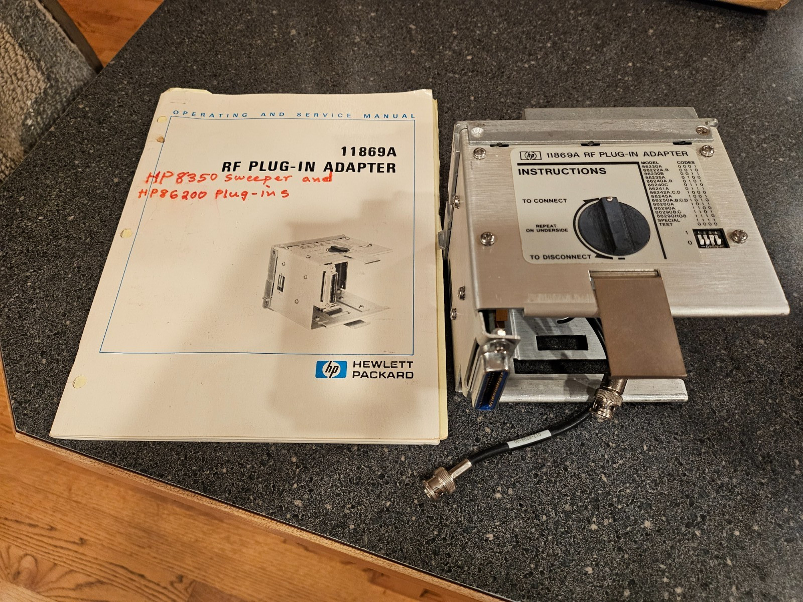 HP 11689A RF Plug-In Adapter with Manual *UNTESTED* HP 86200 to HP 8350A sweeper