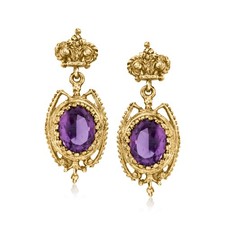 Vintage 4.90 ct. t.w. Amethyst Drop Earrings in 14kt Yellow Gold