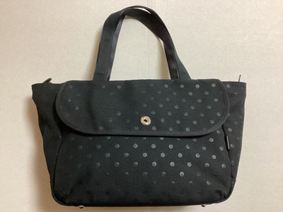 #ad PORTER GIRL Canvas Tote Bag Black Dot Pattern Top Zip Women#x27;s $162.80