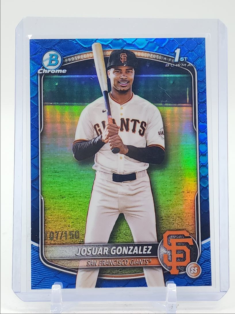 JOSUAR GONZALEZ 2025 BOWMAN CHROME 1ST BLUE REPTILIAN REFRACTOR /150 Q4920