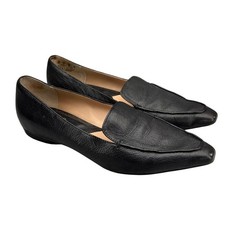 Franco Sarto Belamour Black Leather Point Toe Slip On Casual Loafer Women 6