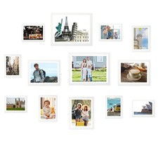 13-Piece Wooden Photo Frame Set – Mixed Sizes Wall & Table Picture Frames for Fa