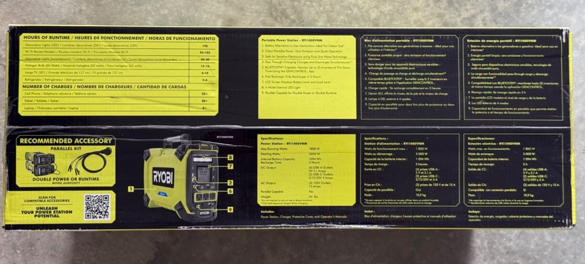 Ryobi 1800W/3000W Battery Inverter generator with solar panel