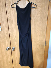 Womens Black Backless Dress with Spaghetti Straps with Scrunched Waist Size M
