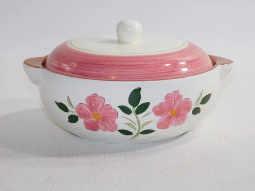 Stangl Pottery Wild Rose Covered Lugged Vegetable Serving Bowl - EX