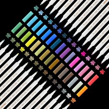Metallic Markers, 30 Fine Point Scrapbook Pens for Black , Rock Painting, Scr...