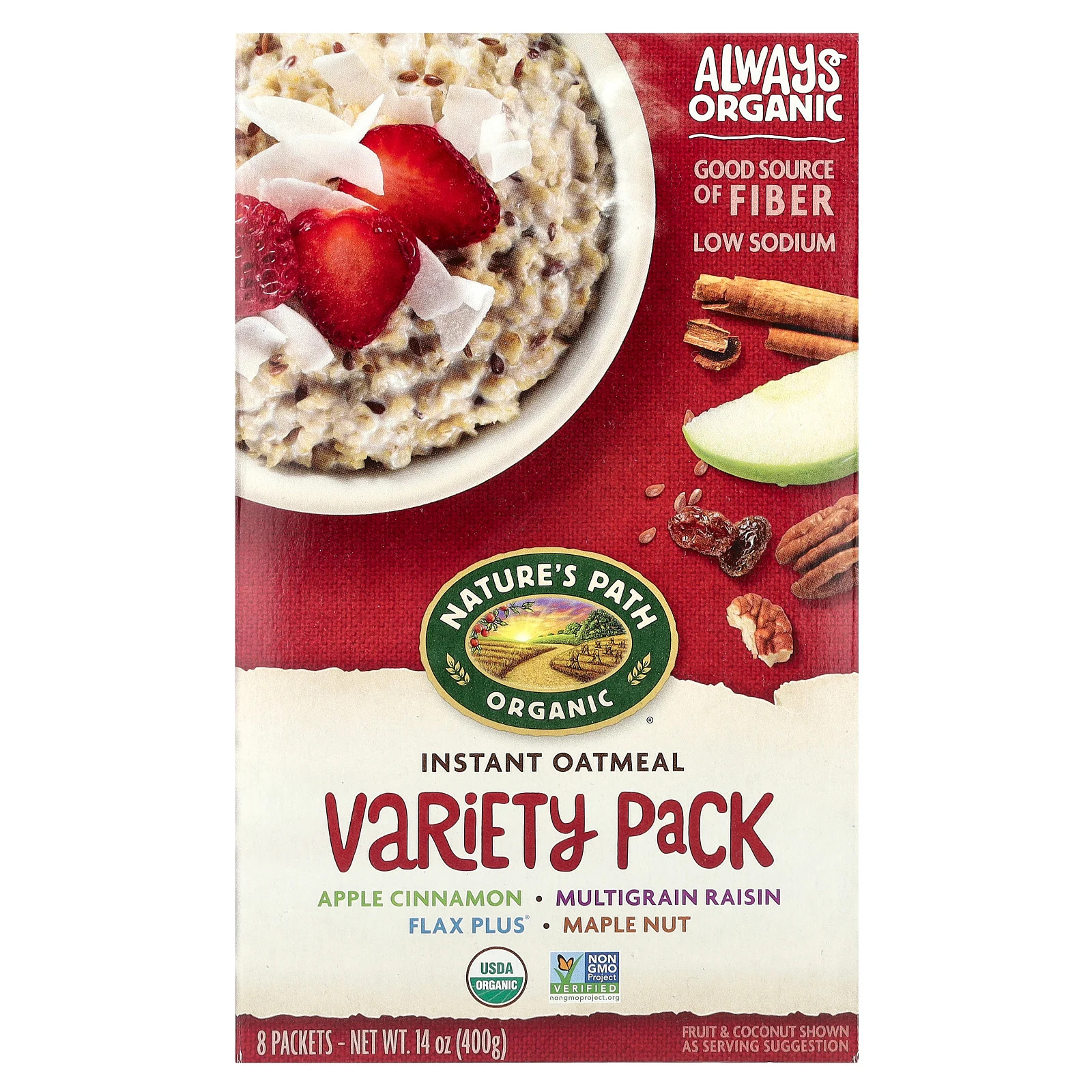 Organic Instant Oatmeal, Variety Pack, 8 Packets, 14 oz (400 g)