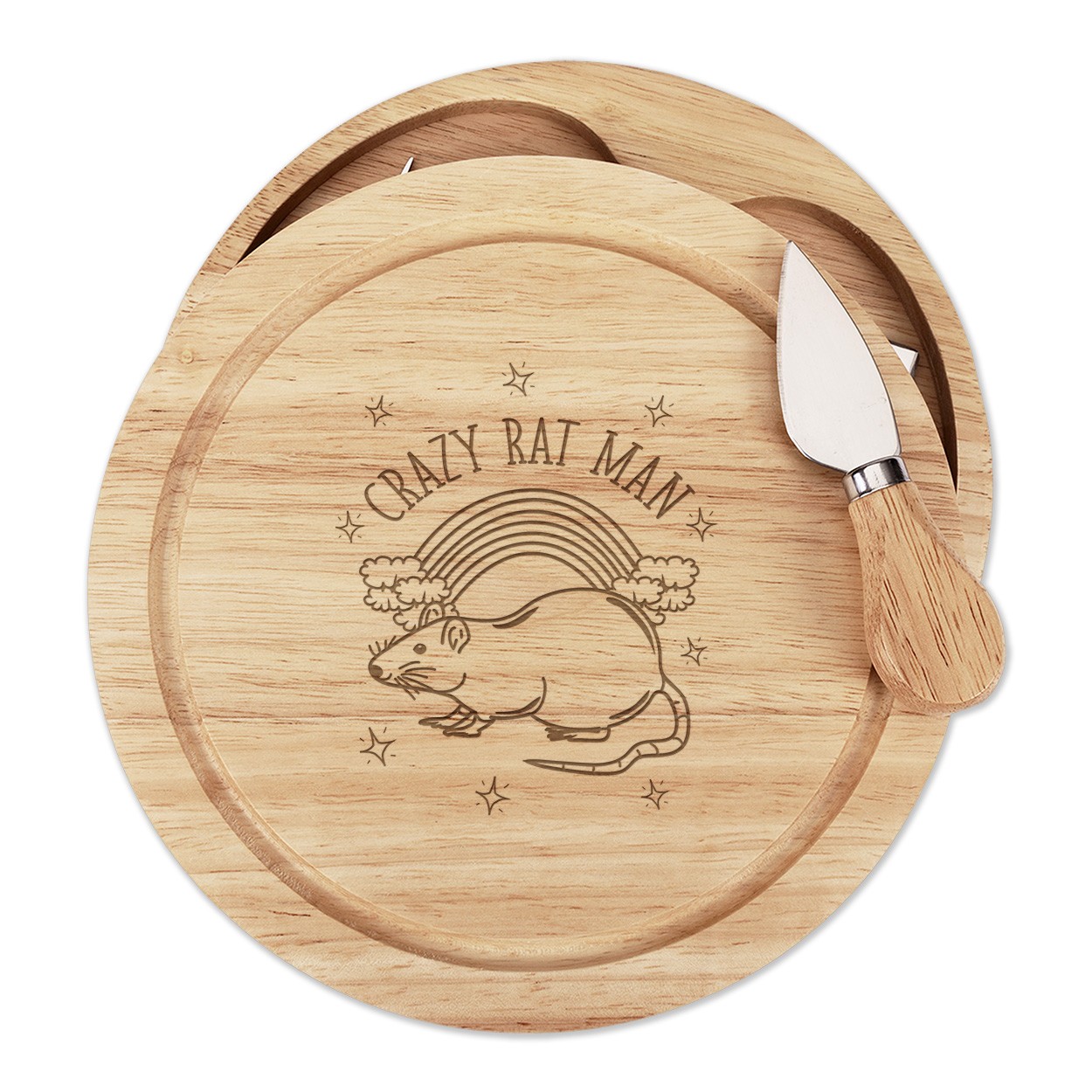 Rainbow Crazy Rat Man Cheese Board Knife Set Funny Animal