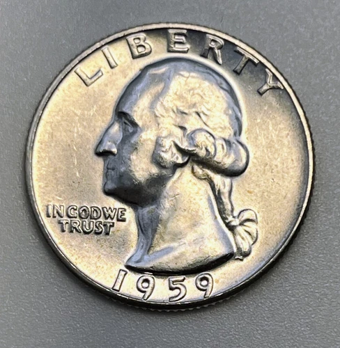 1959 Washington Silver Quarter AU UNC Toned Philadelphia Mint 90%