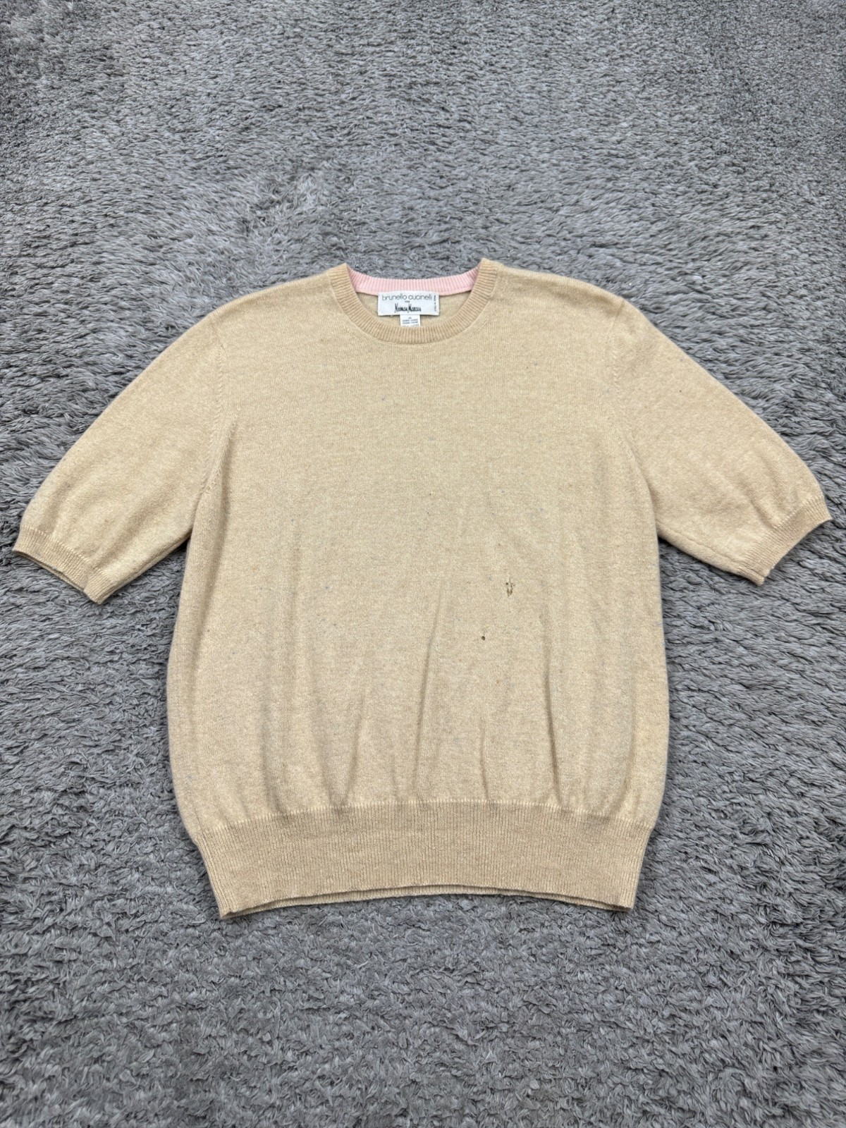 Brunello Cucinelli Sweater Women Large Cashmere Flecked Ribbed Made In Italy