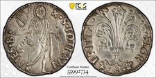 (1482) Italy Florence Grosso Bernocchi-3254 MIR 62/42 PCGS AU53 Lustrous Beauty