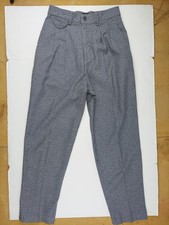Womens 80s Pants Pleated Tapered Leg Pockets Houndstooth Cotton Petite 6 Small M