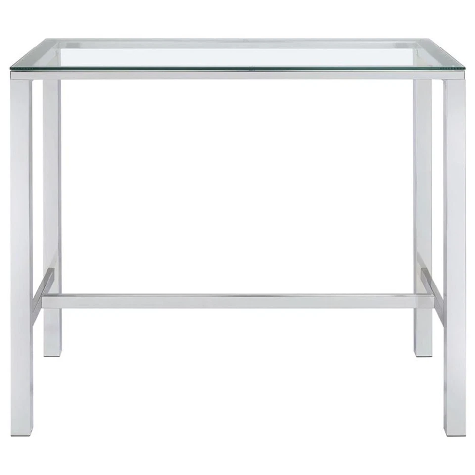 Mesa de pub Coaster contemporánea rectangular con tapa de vidrio transparente Foto 3 de 4