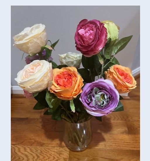 11Pcs Artificial Silk Roses, Realistic Fake Flowers for Home Party Decor