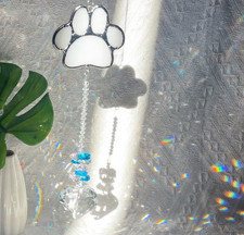 Stained Glass Paw Print Pet Memorial Gifts for Loss of Dog Cat, Pet in Heaven Re