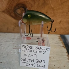 Vintage TEXAS LURE Padre Island Co "PICO CHICO" #C-9. Green Shad color Lure.