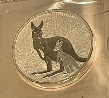 2023 Silver Coin - Australia Kangaroo With Baby Joey 2 Troy Oz .9999 Pure Silver