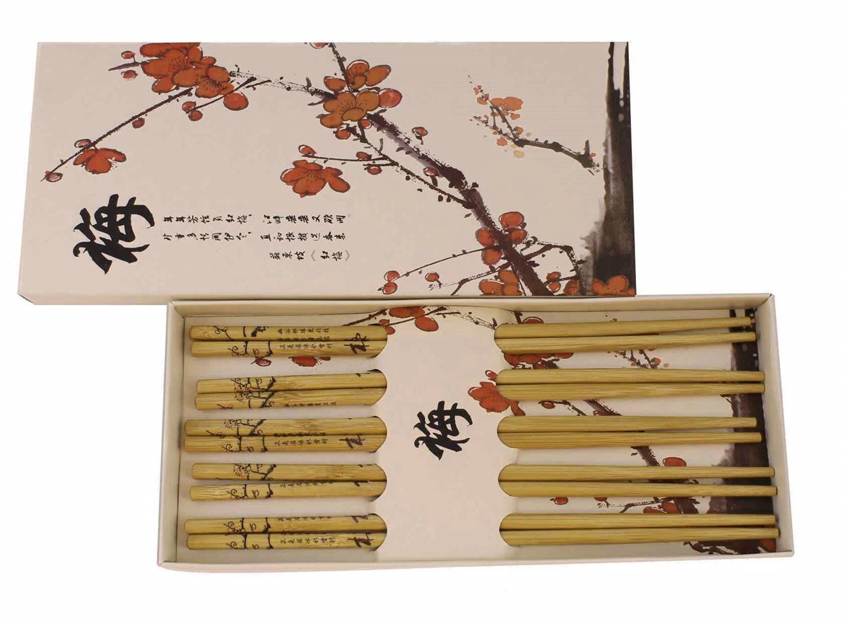 488 Chopsticks 5 Paar Essstäbchen Stäbchen Bambus Holz natur wiederverwendbar