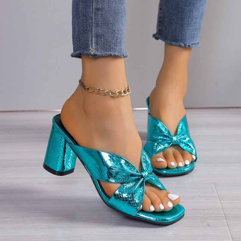 PANTOFOLA D’ORO Décolleté donna sandali punta aperta tacchi alti pantofole scarpe abito da festa slip on