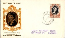 1953 Swaziland Mbabane SM la reine Elizabeth 2 couronnement FDC couverture à Durban SA