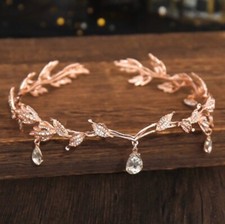 Crystal Wedding Diadem, Bridal Floral Headband, Rose Gold Bridesmaid Headpiece