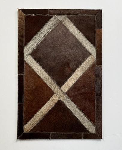 Ben Soleimani Arlequin Cowhide Placemat Western Table Wall Decor Rug Brown NEW A