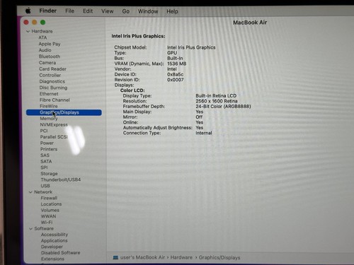 Apple MacBook Air 13.3" Intel Core i3 1.1ghz 256GB SSD 8GB 2020 A2179 DAÑO POR AGUA - Imagen 20 de 24