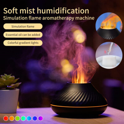 New Volcanic Flame Aroma Diffuser Essential Oil Lamp 130ml USB Portable Air Humi