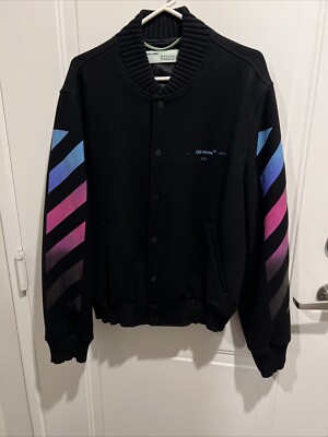 Off-White Omea Diag Gradient Varsity Stadium Jacket  Size 2XL