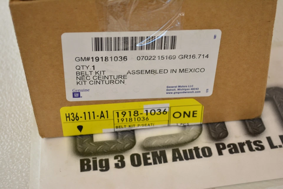 GMC Sierra Cadillac Escalade 2007-2008 kit de cinturón de seguridad lateral derecho nuevo OEM 19181036 Foto 3 de 3
