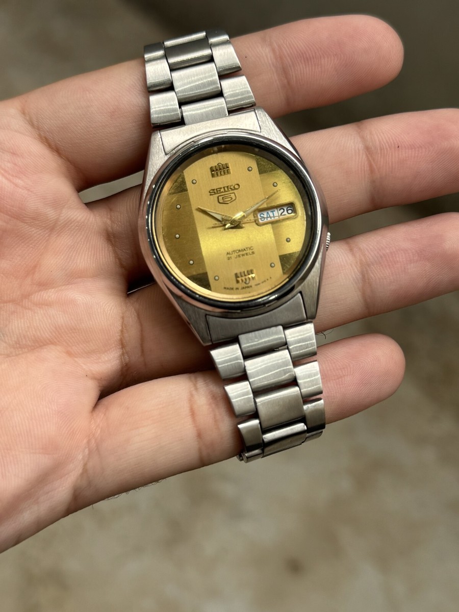 SEIKO5 自動巻き　オートマチック　DAY DATE 7S26 レア　稼働品 Vintage Seiko 5 Automatic Day/Date 7s26 Orange Dial Changed