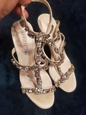 David Tutera Worthy Ivory Satin Embellished Jeweled Formal Wedding Sandal