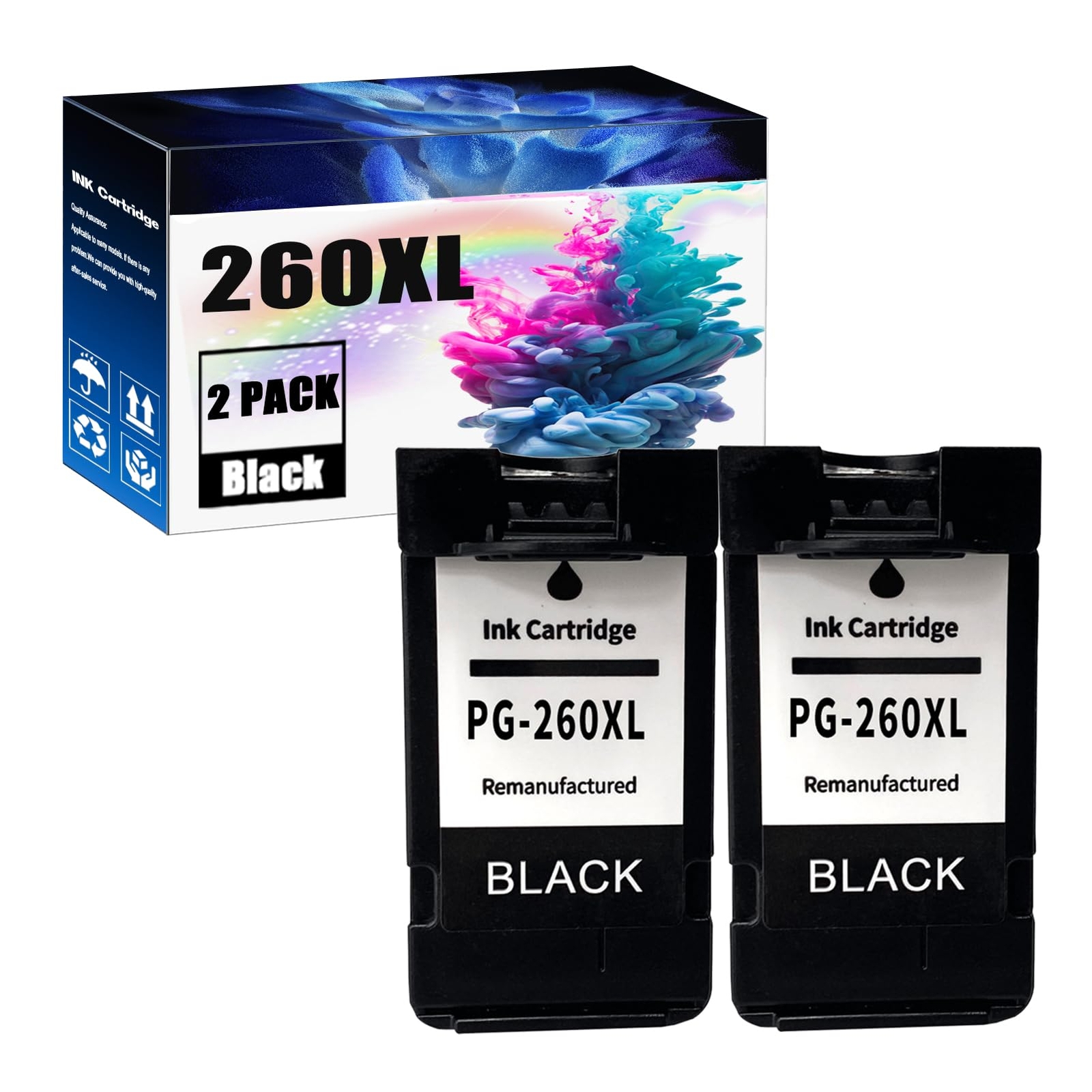 PG-260XL PG-260 Double Black Ink Cartridge Replacement for TS6420a TS6420 TR7020