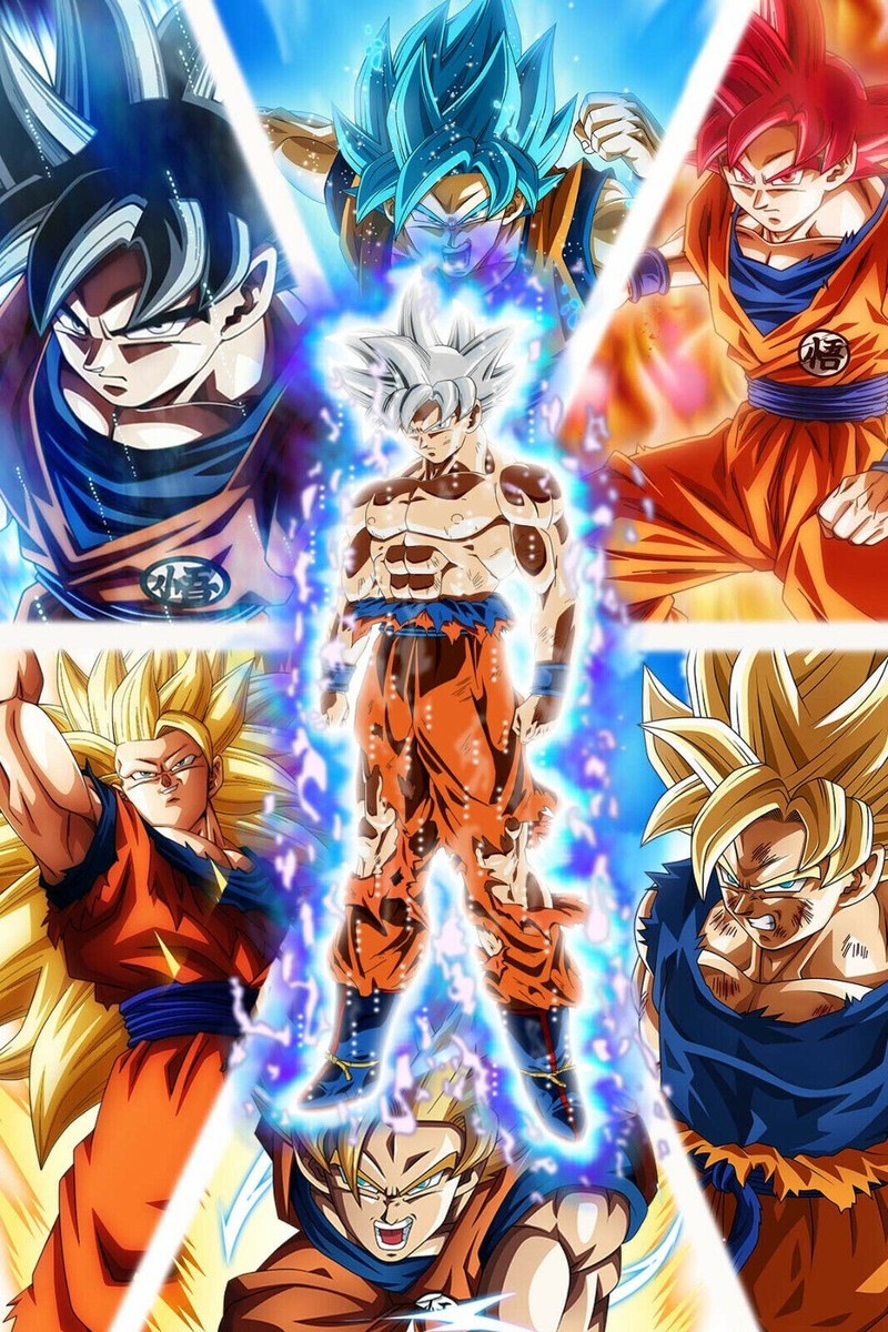 Poster Dragon Ball Goku Trasformazioni 38x52cm - ABYSTYLE: Perfetto Per La Tua Stanza Da Gioco!