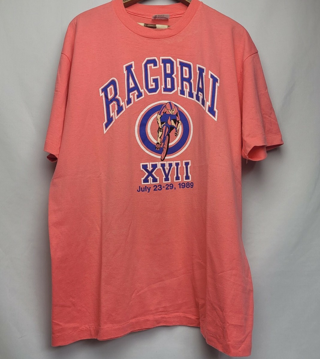T-shirt Vintage RAGBRAI – Miller Lite, Blanc Taille M, Unisexe, Souvenir Iowa Cycliste