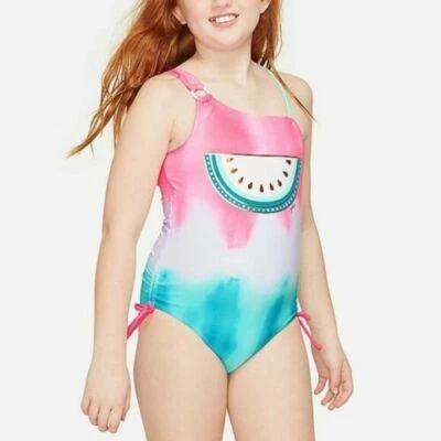 Justice Watermelon Tie Dye Girls Swimsuit One Piece Swimwear Color changing New - Image 1 of 4