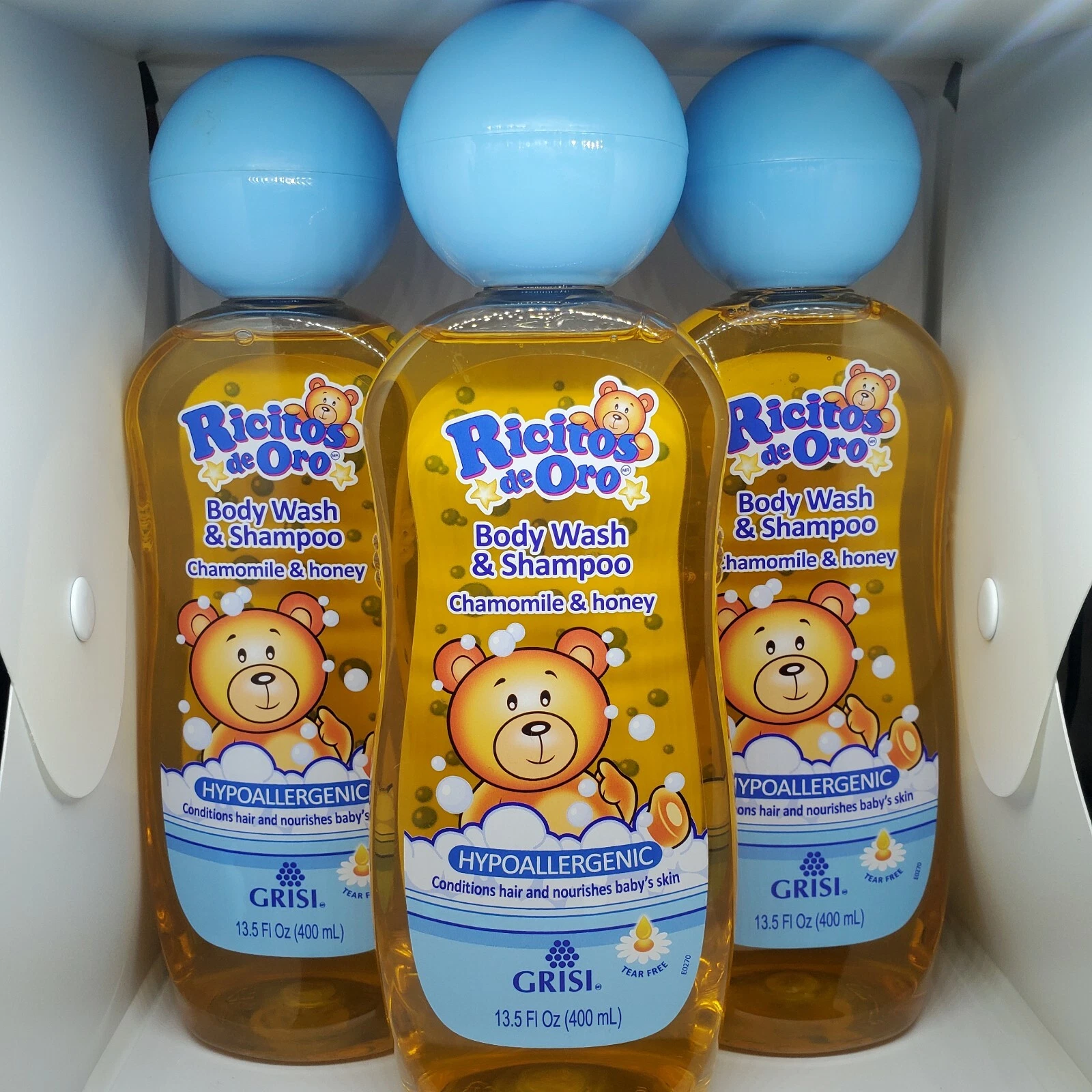 3 Ricitos de Oro Baby Shampoo/ Body Wash Chamomile & Honey Hypoallergenic 13.5oz
