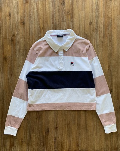 FILA Size M Long Sleeve Crop Polo Shirt 