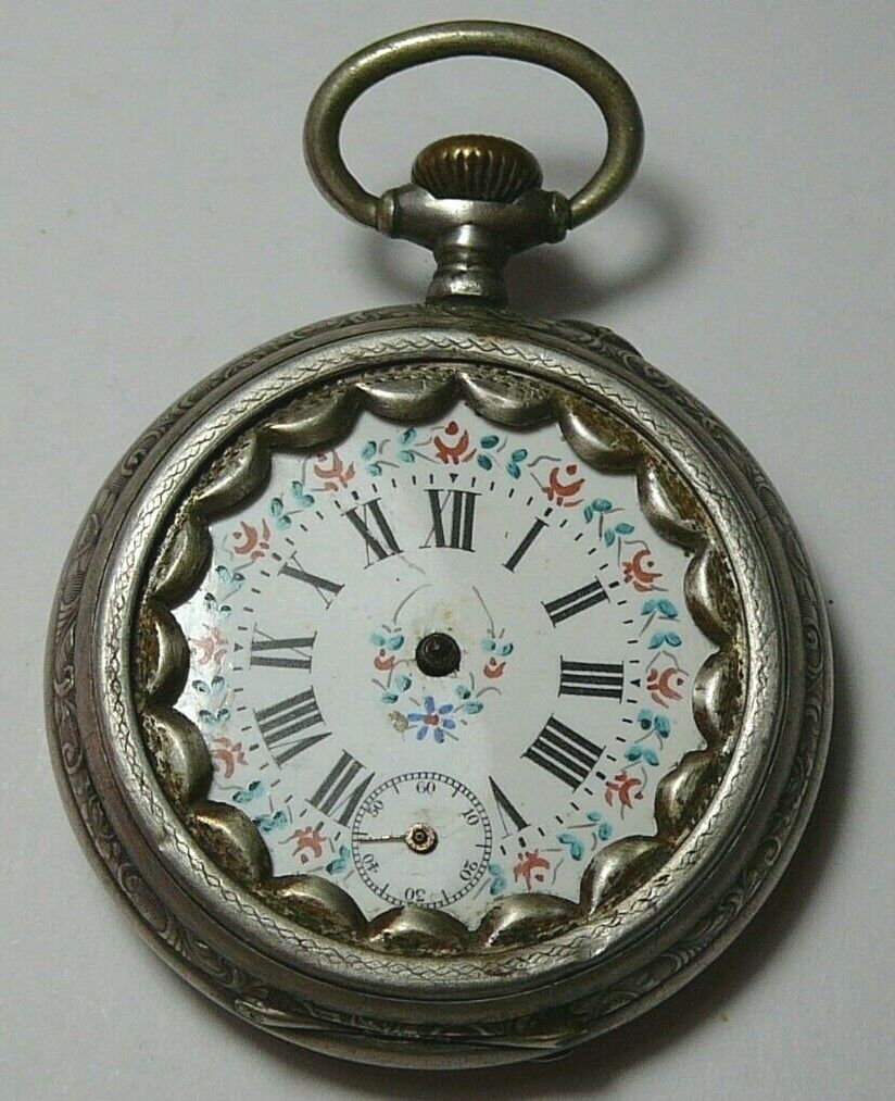 てなグッズや Pocket Watch 高い素材 Swiss 1890's Silver Cylindre 6 800 Remontoir Rubis